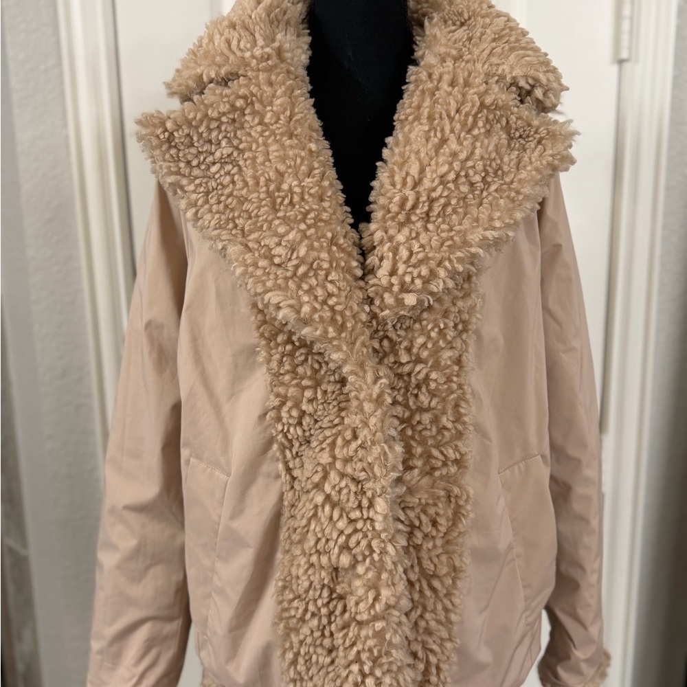 Kensie Women's Cozy Tan Reversible Teddy Jacket - Picture 5 of 9